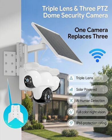 XIAOVV 8MP Triple Lens Security Cameras Wireless Outdoor in Kuwait
