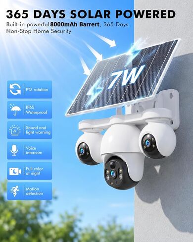 XIAOVV 8MP Triple Lens Security Cameras Wireless Outdoor in Kuwait