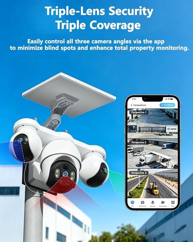 XIAOVV 8MP Triple Lens Security Cameras Wireless Outdoor in Kuwait