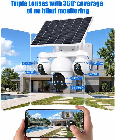 XIAOVV 8MP Triple Lens Security Cameras Wireless Outdoor in Kuwait