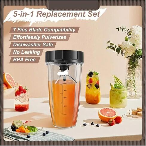 Delivery Blender Replacement Parts，Compatible For Ninja, 24Oz Cup 7 Extractor,Compatible For Nutri Auto IQ BN801 SS101 BL480 in Saudi Arabia