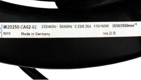 W2D250-CA02-02 230/400V 0.22/0.26A 110/160W 2650/2950RPM Cooling Fan 250mm in Saudi Arabia