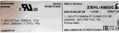 GR31M-6ID-BF.2R 200/277V 2.3/1.6A 0.43KW 2350RPM Cooling Fan in Saudi Arabia
