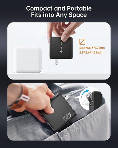 100W USB C Charger, 120W MacBook Pro Charger, 3-Port GaN Fast Charger with PD3.0, PPS, for MacBook pro & Air, ipad Air, iPhone 15, iPad, Laptops and All USB C Device in Kuwait