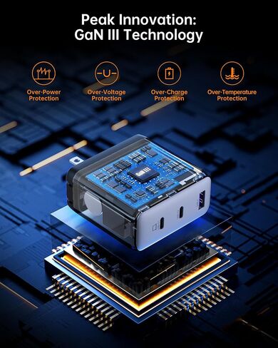 100W USB C Charger, 120W MacBook Pro Charger, 3-Port GaN Fast Charger with PD3.0, PPS, for MacBook pro & Air, ipad Air, iPhone 15, iPad, Laptops and All USB C Device in Kuwait
