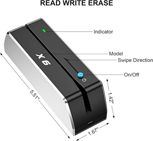 X6 Smallest 3 Tracks Only USB Mag VIP Card Reader Writer Encoder New Version in Saudi Arabia