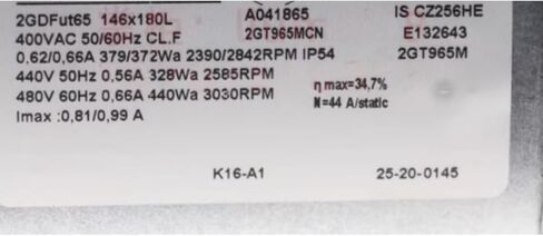 2GDFUT65 400V 0.62/0.66A 379/372W 2390/2842RPM Cooling Fan 146mm in Saudi Arabia