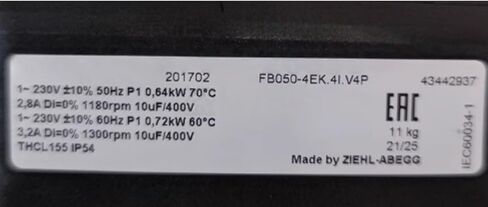 FB050-4EK.4I.V4P 230V 2.8/3.2A 0.64/0.72W 1180/1300RPM Cooling Fan 590mm in Saudi Arabia