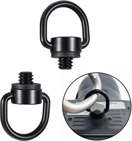 2 Pack Camera D-Ring Screws, 1/4"-20 Stainless Steel Tripod Mount Screws with Folding Hinged Loop, Tool-Free Strap Adapter for DSLR Cameras, Tripods, Gimbals, Selfie Sticks and Telescopes, Black in Saudi Arabia