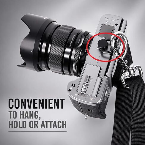 2 Pack Camera D-Ring Screws, 1/4"-20 Stainless Steel Tripod Mount Screws with Folding Hinged Loop, Tool-Free Strap Adapter for DSLR Cameras, Tripods, Gimbals, Selfie Sticks and Telescopes, Black in Saudi Arabia