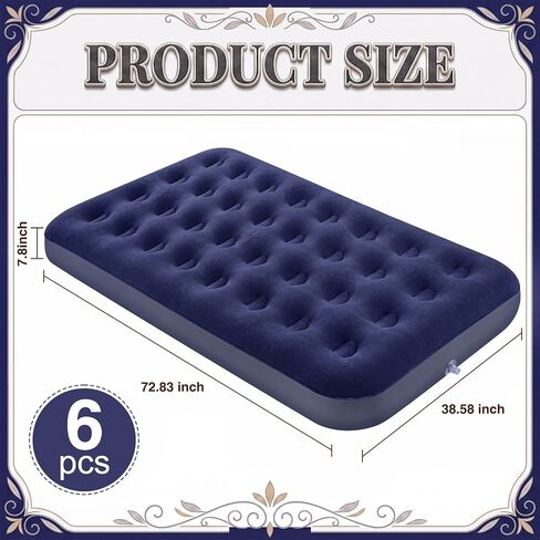 BreezeHug Navy Blue Large Velvet Air Mattress Camping Twin Air Mattress Waterproof Portable Inflatable Blow up Bed for Slumber Sleepover Party Guests Travel 73 x 39 x 7.9 Inches (6 Pack) in Saudi Arabia