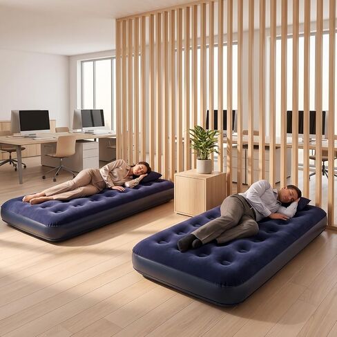 BreezeHug Navy Blue Large Velvet Air Mattress Camping Twin Air Mattress Waterproof Portable Inflatable Blow up Bed for Slumber Sleepover Party Guests Travel 73 x 39 x 7.9 Inches (6 Pack) in Saudi Arabia
