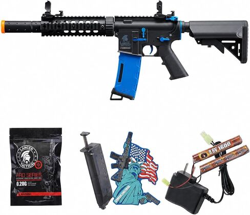 Lancer Tactical Gen 2 High Speed Mid Mag Airsoft Gun SD M4 Polymer- Full/Semi-Auto Piactinny Rail AEG Rifle with 0.20g BBS, Charger and Battery in Saudi Arabia