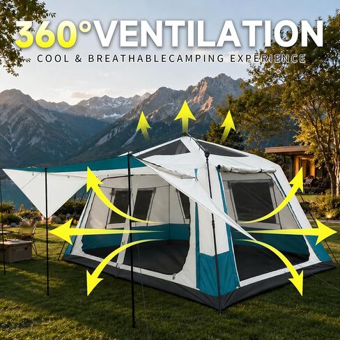Hewolf Instant Tent for 4-6 Person Camping, Waterproof Easy Pop Up Tent Sets Up in 60 Seconds for Family Outdoor Hiking & Backpacking with Carry Bag in Saudi Arabia