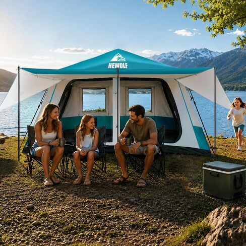 Hewolf Instant Tent for 4-6 Person Camping, Waterproof Easy Pop Up Tent Sets Up in 60 Seconds for Family Outdoor Hiking & Backpacking with Carry Bag in Saudi Arabia