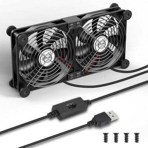 OTraki 120mm 2 In 1 Dual Row USB PC Fan, Mini USB Fan 3 Speeds Adjustable Laptop Cooler With 8 Shock Absorbers For Router PS4 Tv Box Laptop in Saudi Arabia