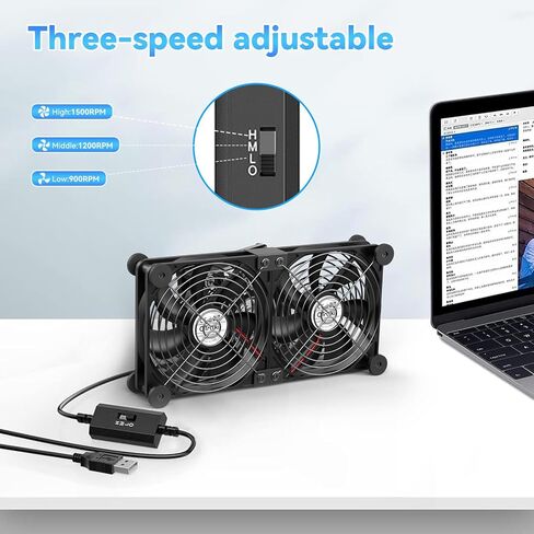 OTraki 120mm 2 In 1 Dual Row USB PC Fan, Mini USB Fan 3 Speeds Adjustable Laptop Cooler With 8 Shock Absorbers For Router PS4 Tv Box Laptop in Saudi Arabia