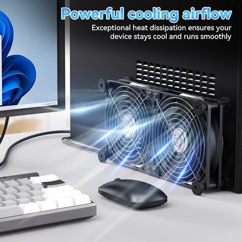 OTraki 120mm 2 In 1 Dual Row USB PC Fan, Mini USB Fan 3 Speeds Adjustable Laptop Cooler With 8 Shock Absorbers For Router PS4 Tv Box Laptop in Saudi Arabia