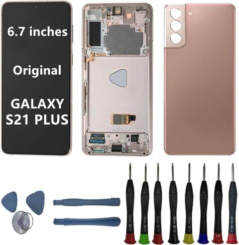 6.7" AMOLED Original for Samsung Galaxy S21 Plus Display Touch Screen Digitizer Assembly S21plus 5G SM-G996U SM-G996U1 SM-G996B Screen Replacement (with Black Frame + Back Cove + Tools) in Kuwait
