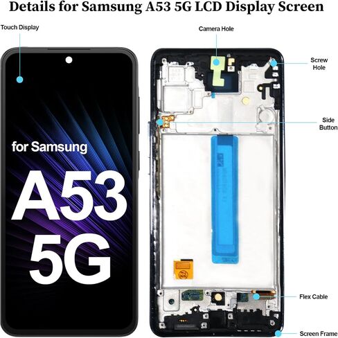 for Samsung A53 5G A536U LCD Screen Replacement Kit with Frame in Kuwait