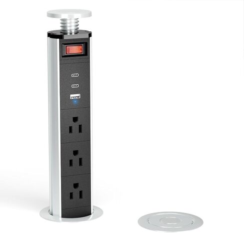 XBA 2-1/2" Pull Up Outlet for Countertop, USB-C PD 20W and 3 Outlets in Saudi Arabia