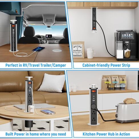 XBA 2-1/2" Pull Up Outlet for Countertop, USB-C PD 20W and 3 Outlets in Saudi Arabia