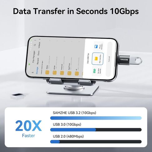 SAMZHE USB C to USB Adapter Pack of 2, USB 3.2 Female to Thunderbolt 4/3 Adapter Compatible with MacBook Pro Air 2024, Surface, iPad, iPhone, Galaxy Notebook, XPS and More Type C Devices, Black in Kuwait