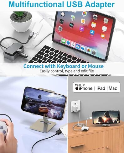 Apple MFi Certified USB C to USB Adapter with 100W PD Charge Port, USB C Male to USB 3.0 Female OTG Cable Converter Compatible with MacBook Pro Air, Tablets, iPhone 17/16/15 Series (White-2) in Saudi Arabia