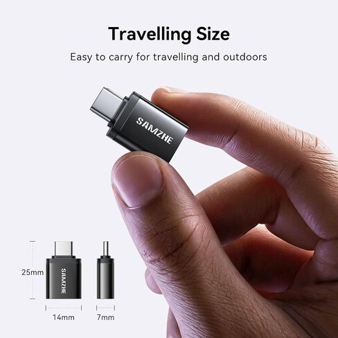 SAMZHE USB C to USB Adapter Pack of 2, USB 3.2 Female to Thunderbolt 4/3 Adapter Compatible with MacBook Pro Air 2024, Surface, iPad, iPhone, Galaxy Notebook, XPS and More Type C Devices, Black in Kuwait