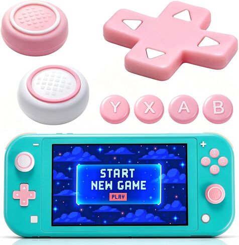 OLDZHU Cute Silicone Cross D-Pad Button Caps Silicone Thumb Grips Set Compatible with Nintedo Switch lite 2019,ABXY Key Buttons Sticker Joystick Cover Caps (Circle) in Kuwait