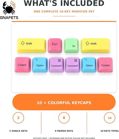 10-Piece Multi-Color MacOS Keycap Set Compatible with Keychron K2/V1, Das Keyboard 4, and Ducky One 3 – Mac Layout MX Switch Replacements in Saudi Arabia
