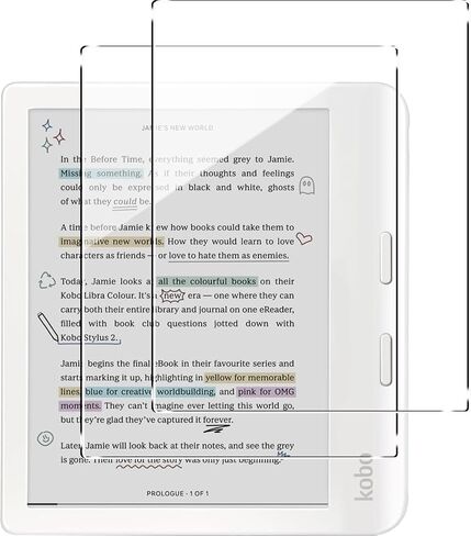 Murmure [2 Pack Screen Protector for Kobo Libra Colour/Kobo Libra 2, 9H Hardness [HD Clarity] Anti-Scratch Tempered Glass Screen Film,Easy Installation,Bubble Free in Saudi Arabia