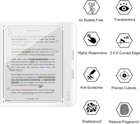 Murmure [2 Pack Screen Protector for Kobo Libra Colour/Kobo Libra 2, 9H Hardness [HD Clarity] Anti-Scratch Tempered Glass Screen Film,Easy Installation,Bubble Free in Saudi Arabia