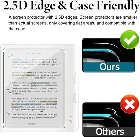 Murmure [2 Pack Screen Protector for Kobo Libra Colour/Kobo Libra 2, 9H Hardness [HD Clarity] Anti-Scratch Tempered Glass Screen Film,Easy Installation,Bubble Free in Saudi Arabia