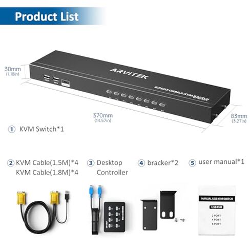 8 Port VGA KVM Switch + 1 VGA KVM Cable in Saudi Arabia