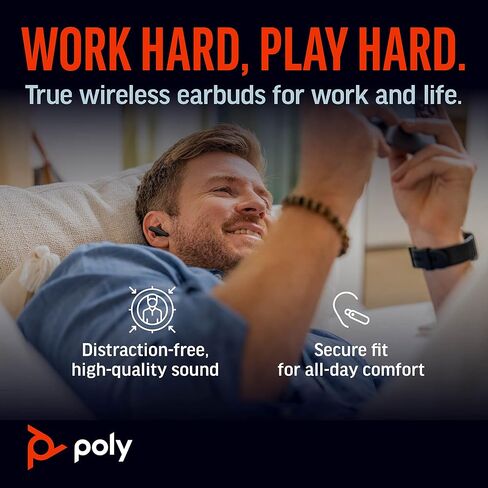 Poly Voyager Free 60 True Wireless Earbuds (Plantronics) – Noise-Canceling Mics for Clear Calls – Active Noise Canceling (ANC) – Portable Charge Case – Compatible w/iPhone, Android (Renewed) in Saudi Arabia