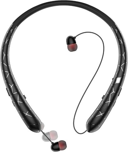 V5.3 Neckband Bluetooth Headphones, Retractable Headphones with CVC 8.0 Noise Cancelling Microphone, Lightweight Around the Neck Headphones for Business, Home Office in Kuwait