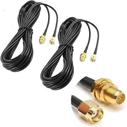 CORONIR 16.5ft RP SMA Coaxial Extension Cable Male to Female Connector for Wireless LAN Router Bridge & Other External WiFi Antenna Equipment 2Pack in Kuwait