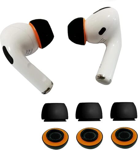 KASOTT Upgraded Memory Foam&Silicone Hybrid Ear Tips for AirPods Pro 1st & 2nd Gen,Ultra-Comfort,Anti-Slip Eartips,Perfect Noise Reduction,Fit in The Charging Case,3 Pairs (Orange, Assorted S/M/L) in Kuwait