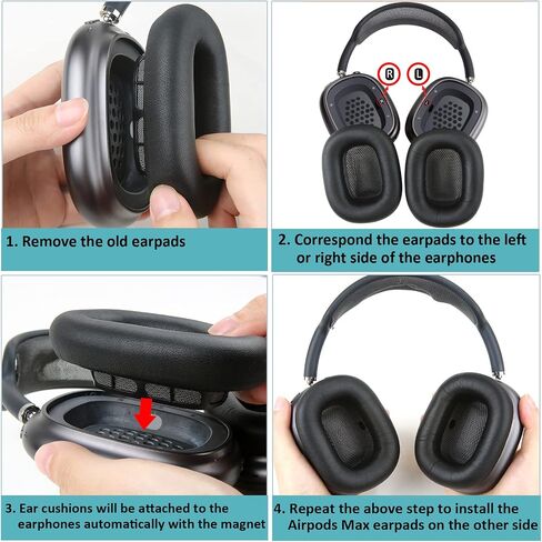 Lambskin Ear Cushions for Apple AirPods Max Headphones, Black in Kuwait