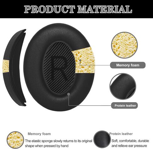 Aiivioll Replacement Ear Pads + Headband for Bose QC35/QC35II Black in Saudi Arabia