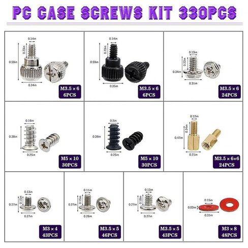 TOYANDONA Computer Screw Set for Computer Case Repair and Replacement, Steel Material with Screws, Bolts, Washers, Cable Ties, Screwdriver, Brush, and Storage Box for Desktop PC Maintenance in Saudi Arabia
