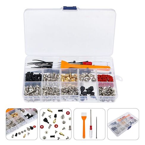 TOYANDONA Computer Screw Set for Computer Case Repair and Replacement, Steel Material with Screws, Bolts, Washers, Cable Ties, Screwdriver, Brush, and Storage Box for Desktop PC Maintenance in Saudi Arabia