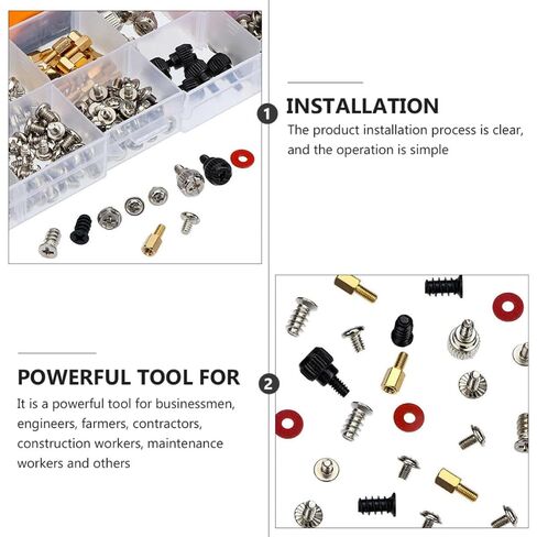 TOYANDONA Computer Screw Set for Computer Case Repair and Replacement, Steel Material with Screws, Bolts, Washers, Cable Ties, Screwdriver, Brush, and Storage Box for Desktop PC Maintenance in Saudi Arabia