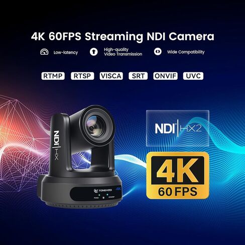 4K NDI PTZ Camera 60FPS, 4KP60 AI Auto-Tracking 20X Optical Zoom Video Conference Camera 1/1.8 UHD CMOS 8.42MP with USB 3G-SDI HDMI LAN Outputs POE Live Streaming for Church Worship Conference Events in Saudi Arabia