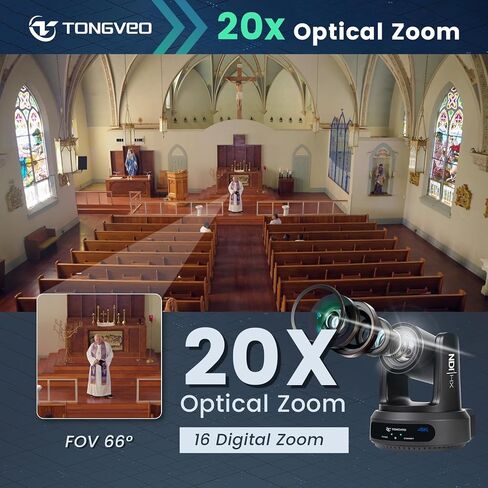 4K NDI PTZ Camera 60FPS, 4KP60 AI Auto-Tracking 20X Optical Zoom Video Conference Camera 1/1.8 UHD CMOS 8.42MP with USB 3G-SDI HDMI LAN Outputs POE Live Streaming for Church Worship Conference Events in Saudi Arabia