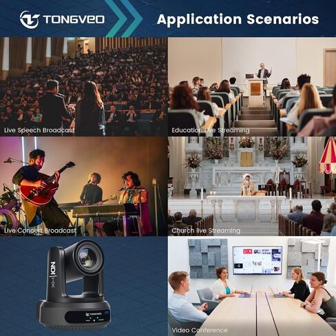 4K NDI PTZ Camera 60FPS, 4KP60 AI Auto-Tracking 20X Optical Zoom Video Conference Camera 1/1.8 UHD CMOS 8.42MP with USB 3G-SDI HDMI LAN Outputs POE Live Streaming for Church Worship Conference Events in Saudi Arabia