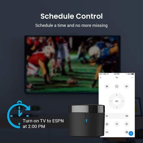 Broadlink RM4 Mini IR Universal Remote Control with HTS2 Cable (Only 2.4 GHz Wi-Fi) Intelligent Home Automation WiFi Infrared Blaster for TV, Air Conditioning, Compatible with Alexa and Google Home. in Kuwait