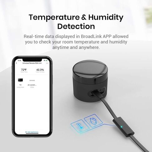 Broadlink RM4 Mini IR Universal Remote Control with HTS2 Cable (Only 2.4 GHz Wi-Fi) Intelligent Home Automation WiFi Infrared Blaster for TV, Air Conditioning, Compatible with Alexa and Google Home. in Kuwait