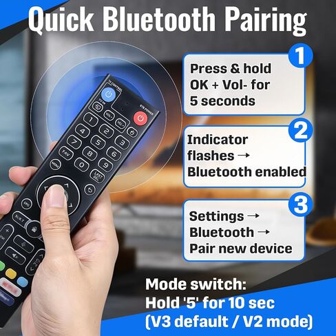 Backlit V5 Pro Voice Remote Control Compatible with vSeeBox V1/V2/V3 Pro in Kuwait